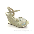 Sandales de plate-forme en cristaux en cristal ouvert pour femmes